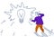 Businessman thinking new idea light lamp concept innovation strategy man colored silhouette sketch doodle horizontal