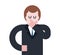 Businessman thinks isolated. Pensive Boss in suit. Hand face. Vector illustration