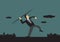 Businessman Throwing Javelin Vector Illustration