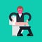 Businessman on toilet. Guy is in WC. Vector illustration