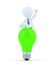 Businessman on top of the green bulb. Business idea concept