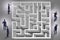 The businessman is trying to escape from maze labyrinth