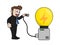 Businessman Turn On Idea Machine Color Illustration