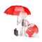 Businessman with Umbrella and earth globe. Global protection concept