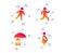 Businessman with umbrella. Human running symbol. Vector