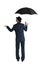 Businessman with umbrella isolated on a white