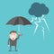 Businessman, umbrella and thunderstorm