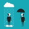 Businessman with umbrella vector concept in flat cartoon style