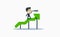 A businessman using binocular in rising graphic chart. vector illustration