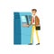 Businessman using cash atm machine vector Illustration