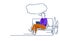 Businessman using laptop idea chat bubble relaxing sofa business plan concept male colored silhouette sketch doodle