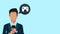 Businessman using smartphone and apps animation