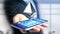 Businessman using a smartphone with a Ethereum crypto currency s