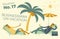 Businessman on vacation, business vacation-Illustration of funny businessman sunbathing on the beach under palm trees and tropical