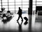 Businessman walking in airport