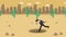 Businessman walking. Fall into the hole of desert over the hill. Canyon. Wilderness. Get caught in a trap. Business concept. Loop