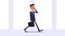 Businessman walking and talking on the phone.