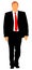 Businessman walking vector illustration. President on the black suit. Senior businessman.