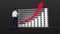 Businessman watching progress graph with arrow