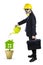 Businessman watering plant isolated 1