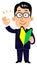 A Businessman wearing glasses has a beginner`s mark and shows OK sign