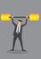 Businessman Weight Lifting with Golden Barbell Conceptual Vector