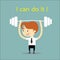 Businessman weight lifting with word I can do it vector