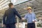 Businessman worker handshaking on construction