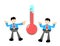 businessman worker watching thermometer temperature cartoon doodle flat design vector illustration