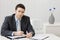 Businessman working at desk