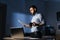 Businessman Working with Documents Late at Night