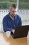 Businessman working from home in pajamas