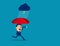Businessman working with rainy day. Concept business vector, Binoculars, Umbrella