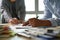 Businessman working reading documents graph financial to job suc