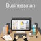 Businessman workspace illustration.