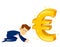 Businessman Worshipping Money Golden Euro Symbol