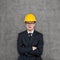 Businessman in yellow hard hat