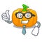 Businessman yellow pumpkin in the cartoon shape