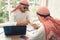 Businessmen Arabian are signature contract agreement together in