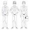 Businessmen avatar cartoon character black and white