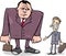 Businessmen big and thin cartoon