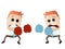 Businessmen boxing against each other