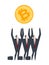 Businessmen catch bitcoin. Cryptocurrency vector illustration. Crypto Exchange