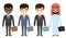Businessmen characters of different ethnicity in flat style.