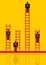 Businessmen climbing corporate ladder