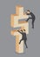 Businessmen Climbing on Dollar Sign Vector Illustration
