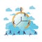 Businessmen with clock and clouds avatar character