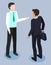 Businessmen communicating vector flat illustration.Two men in suits, business meeting concept