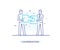 Businessmen connect puzzle. Joint efforts, success, union. Success Cooperation. line icon illustration