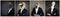 Businessmen with faces of different birds on dark background. Set of portraits